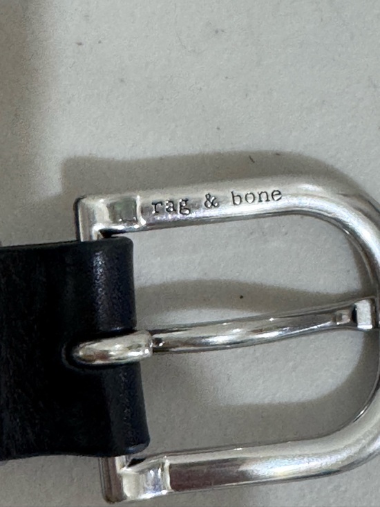 rag & bone Black Leather Belt with Blue Interior and Silver Hardware - Picture 11 of 13